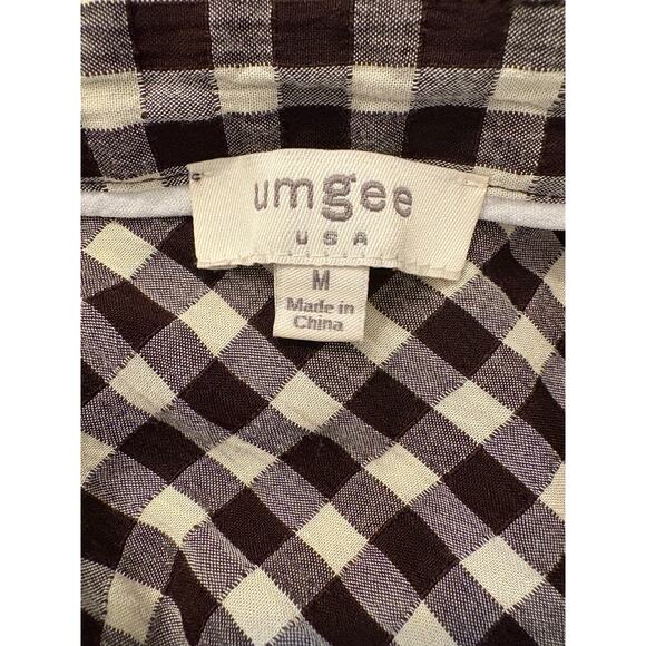 UMGEE Blouse | Black White Gingham Ruffle Sleeve Peasant Cottagecore | MEDIUM - Picture 5 of 6